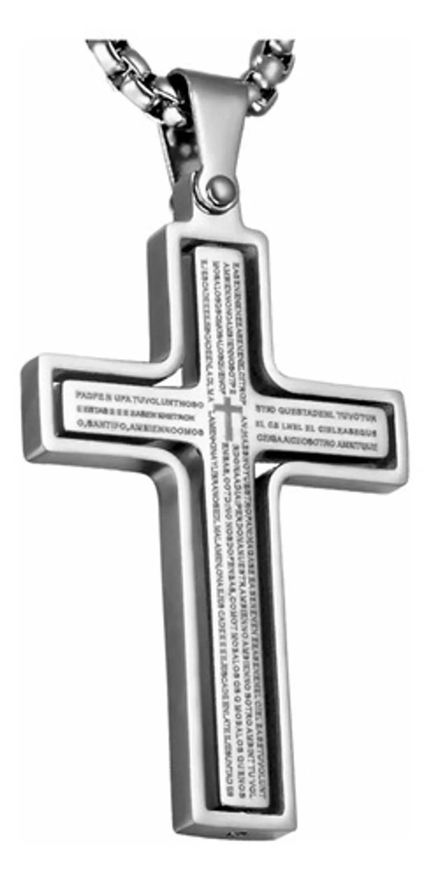 Collar Para Hombre Y Mujer Dije Cruz Giratoria Con Escritura 1