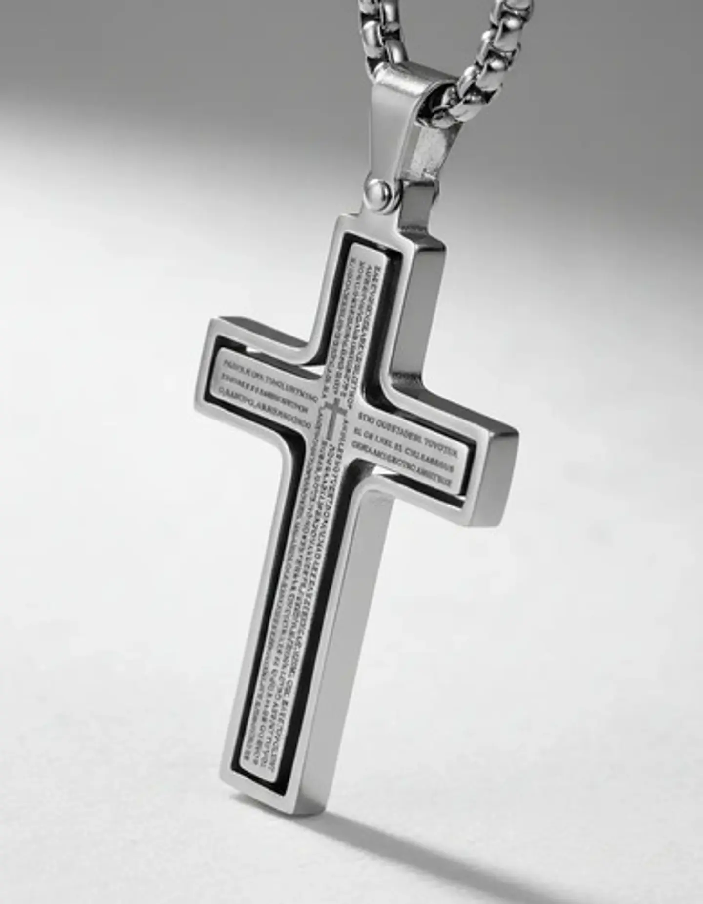 Collar Para Hombre Y Mujer Dije Cruz Giratoria Con Escritura 2