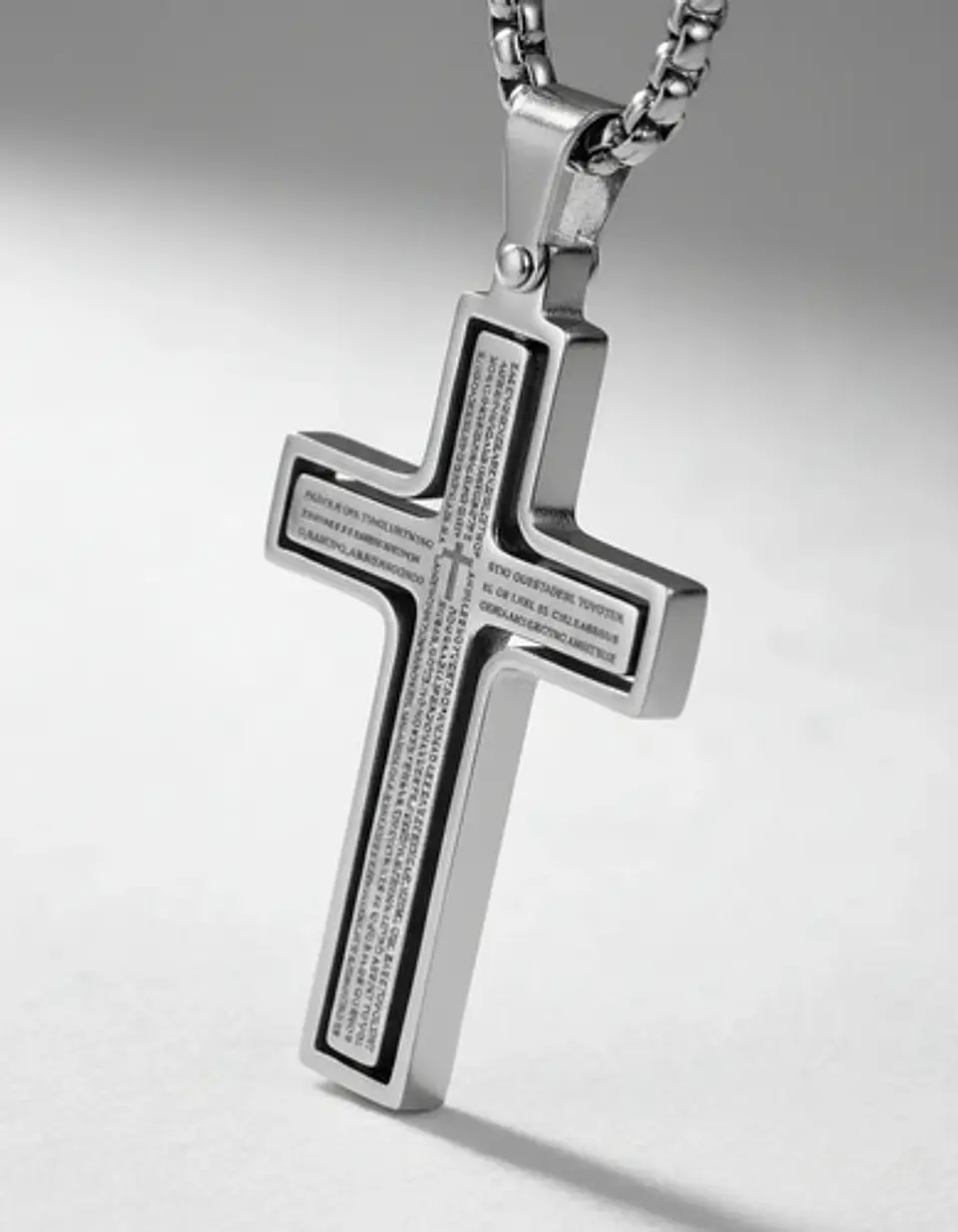 Collar Para Hombre Y Mujer Dije Cruz Giratoria Con Escritura 2