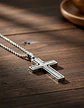 Collar Para Hombre Y Mujer Dije Cruz Giratoria Con Escritura - Miniatura 3