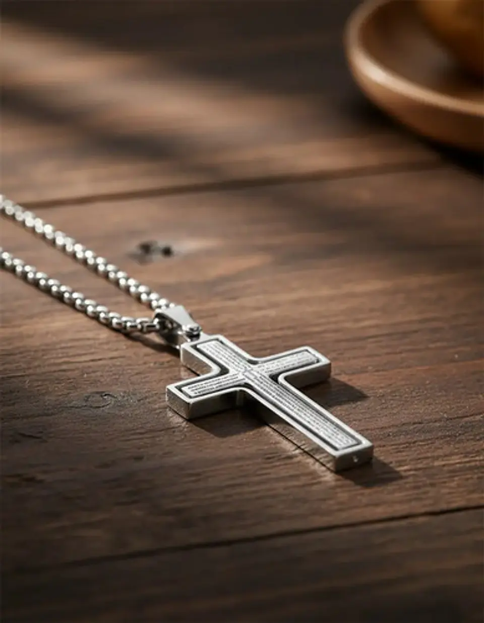 Collar Para Hombre Y Mujer Dije Cruz Giratoria Con Escritura 3