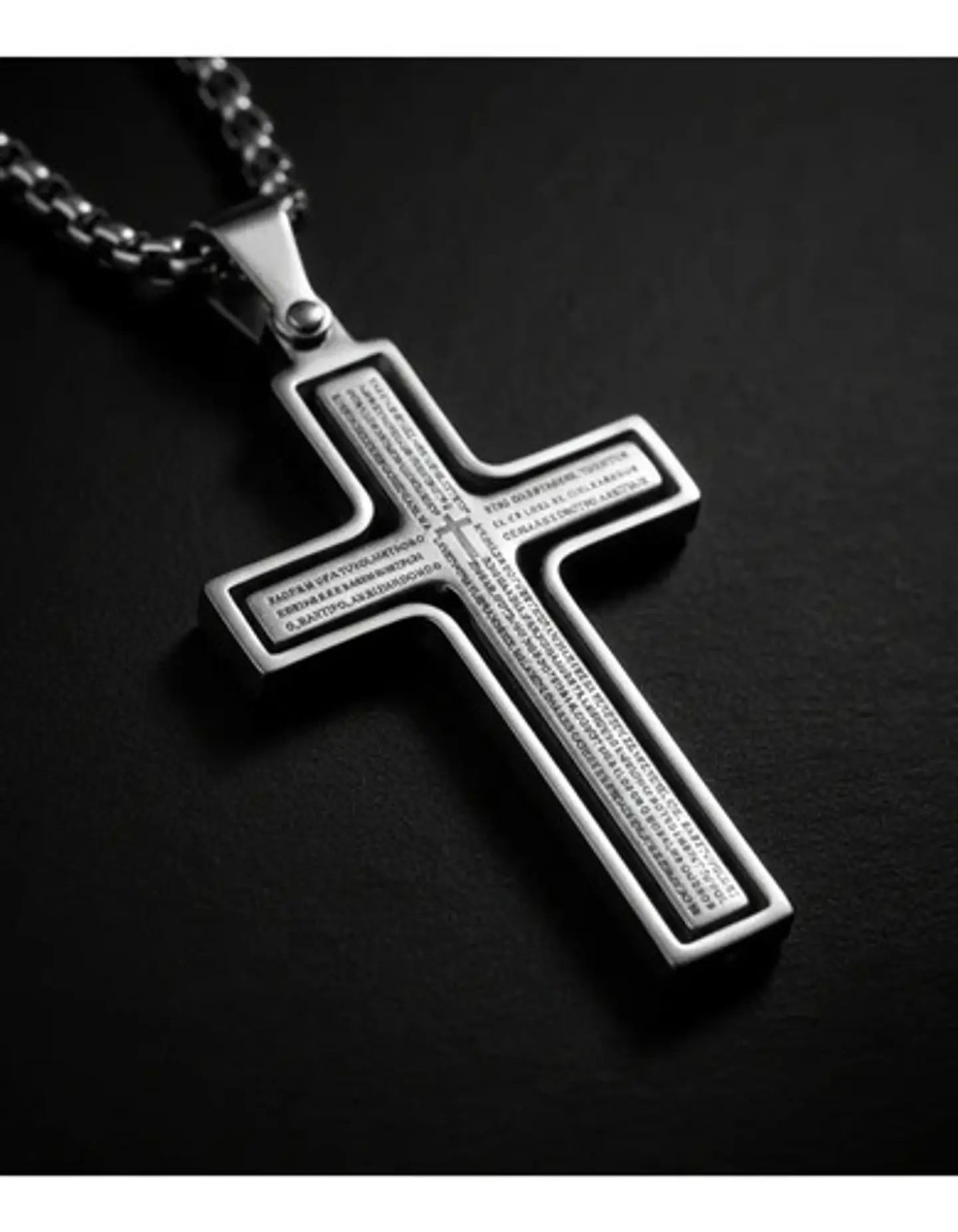 Collar Para Hombre Y Mujer Dije Cruz Giratoria Con Escritura 5