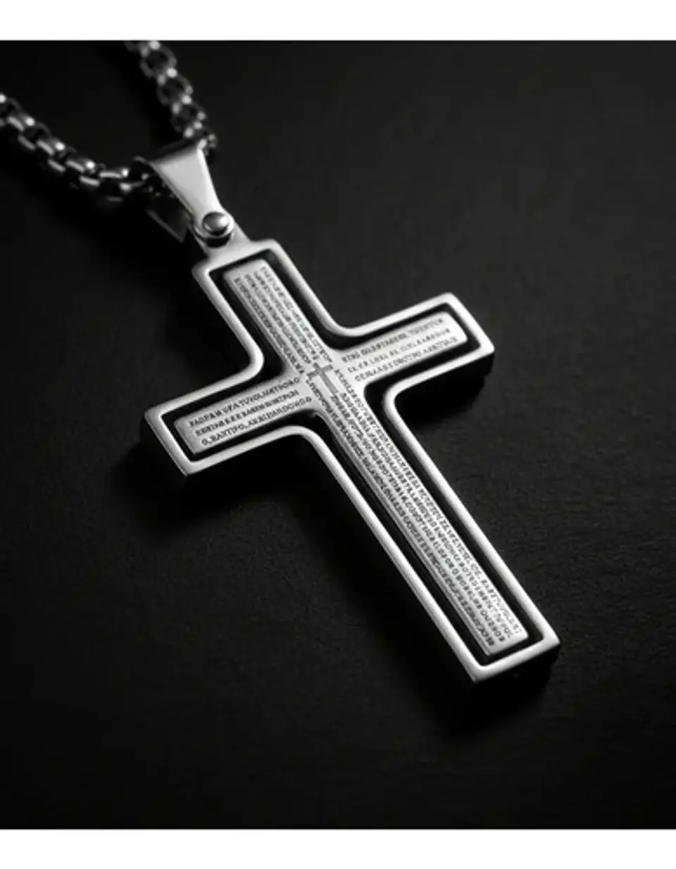 Collar Para Hombre Y Mujer Dije Cruz Giratoria Con Escritura 5