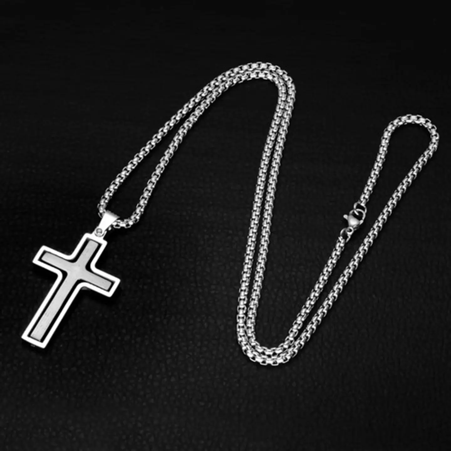 Collar Para Hombre Y Mujer Dije Cruz Giratoria Con Escritura 6