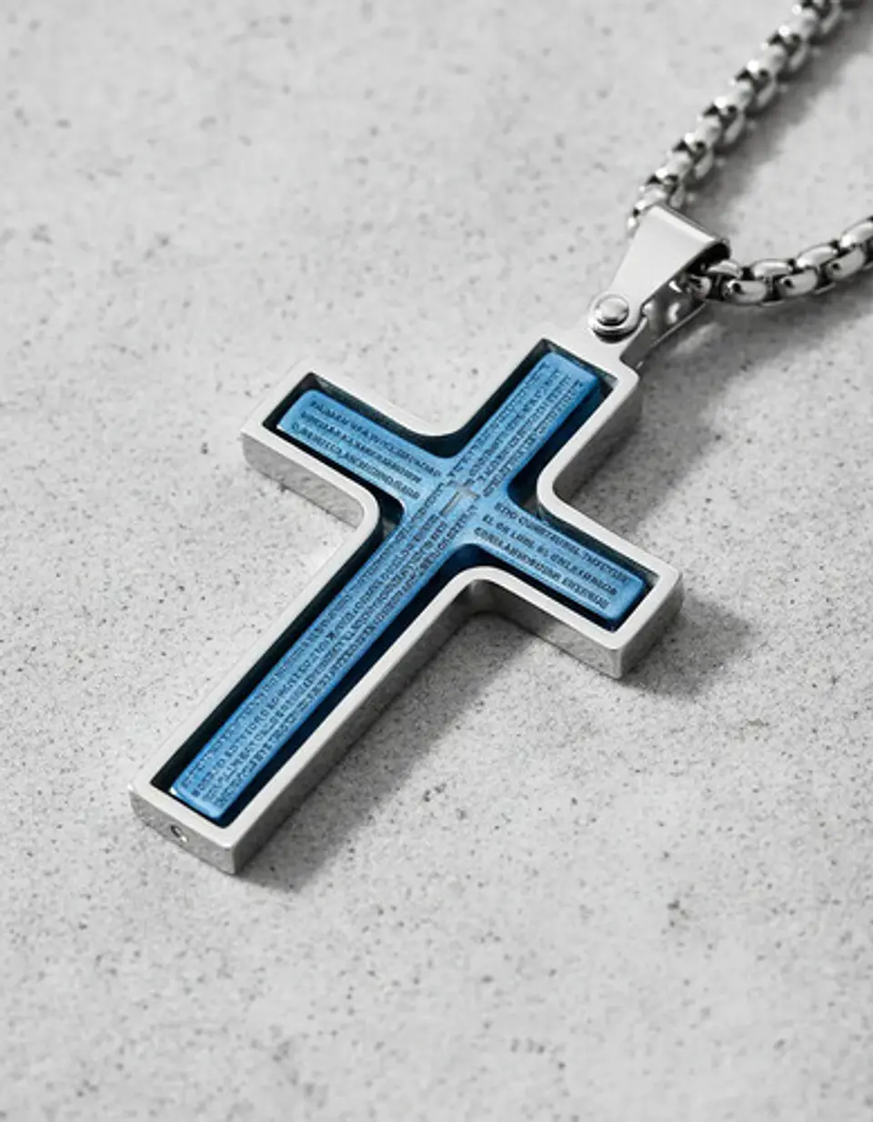 Collar Para Hombre Y Mujer Dije Cruz Giratoria Con Escritura 10
