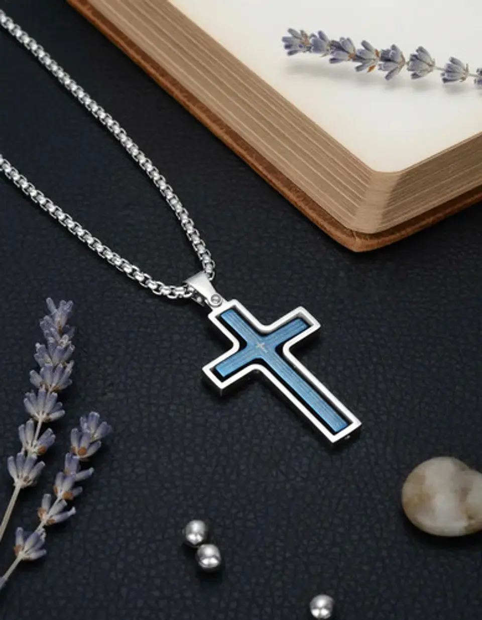 Collar Para Hombre Y Mujer Dije Cruz Giratoria Con Escritura 11