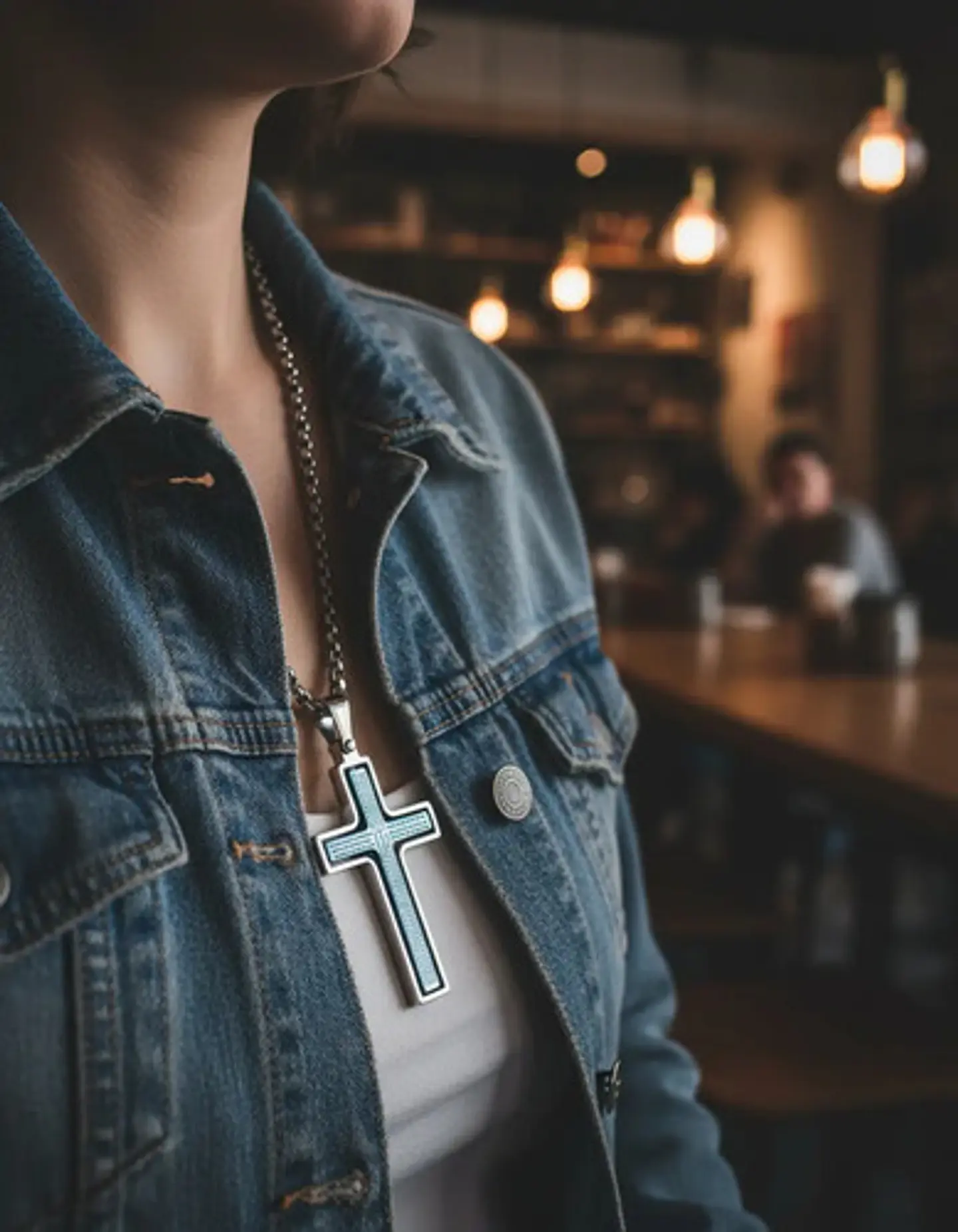 Collar Para Hombre Y Mujer Dije Cruz Giratoria Con Escritura 12