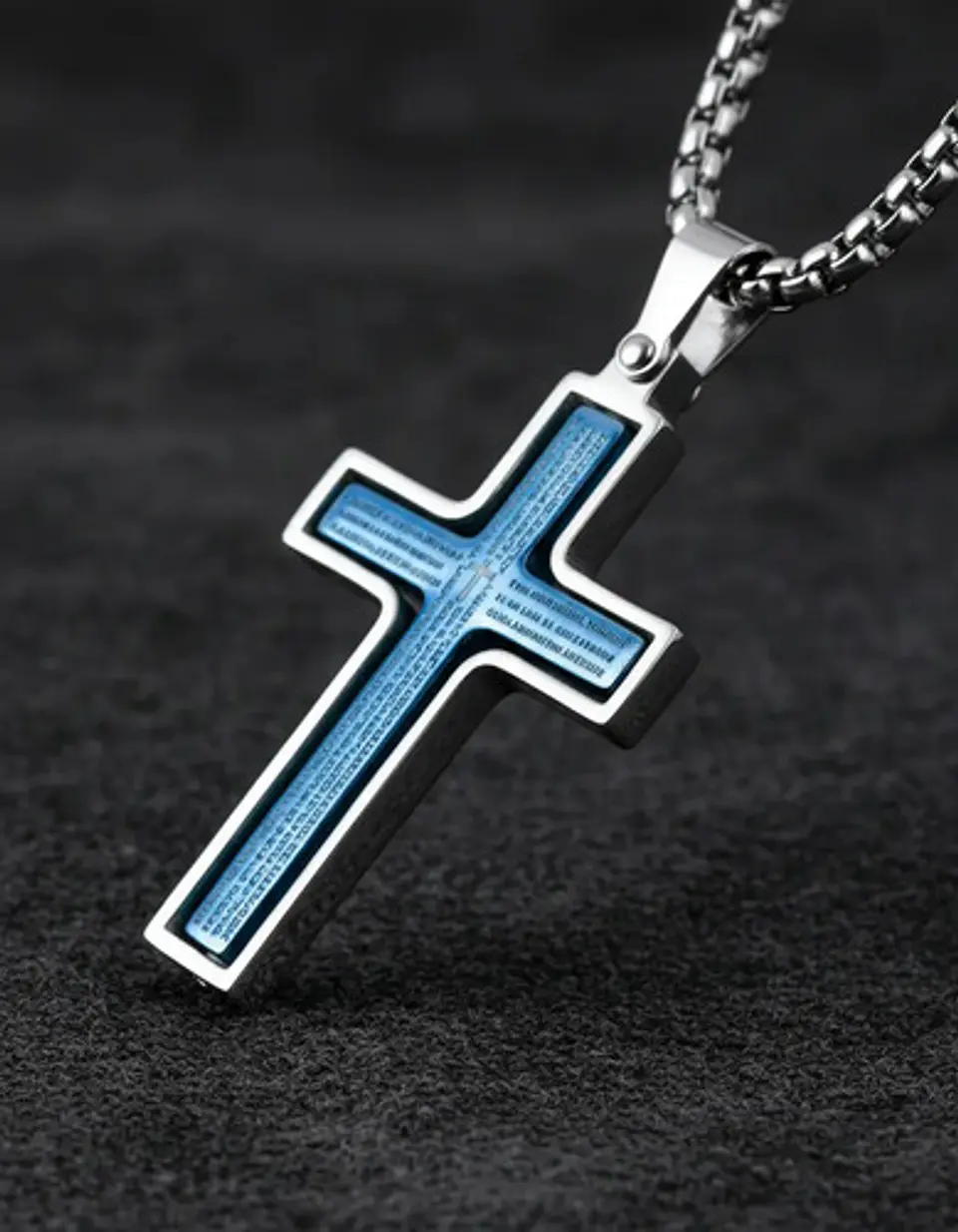 Collar Para Hombre Y Mujer Dije Cruz Giratoria Con Escritura 13