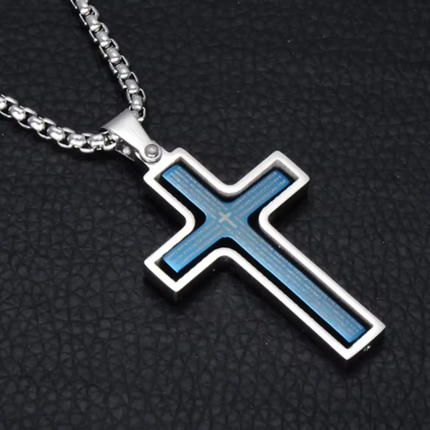 Collar Para Hombre Y Mujer Dije Cruz Giratoria Con Escritura 14