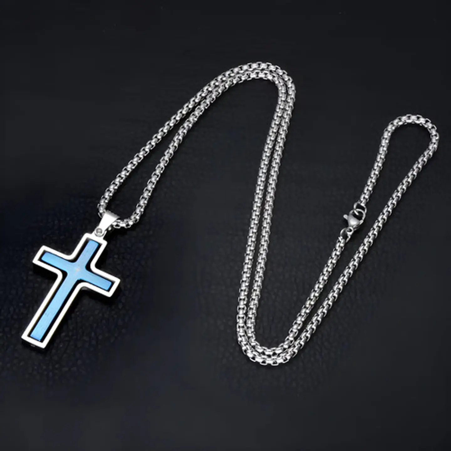 Collar Para Hombre Y Mujer Dije Cruz Giratoria Con Escritura 15