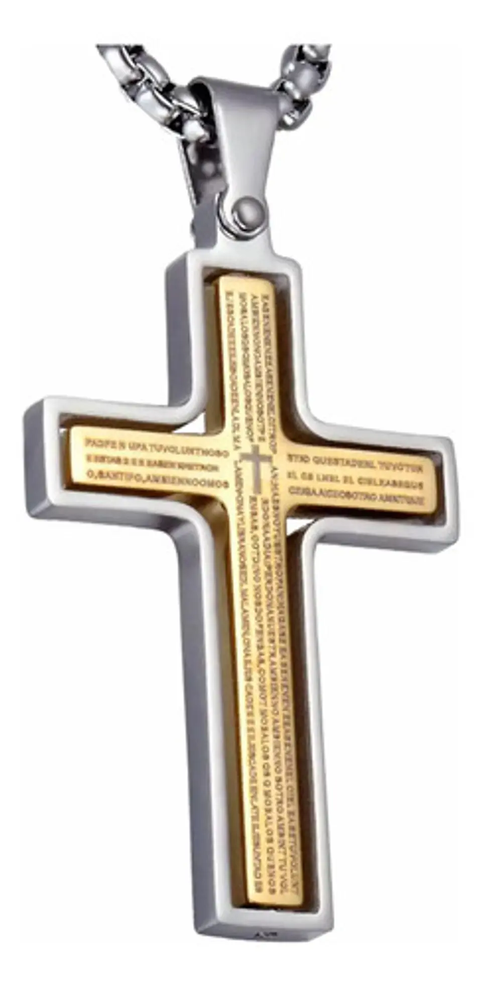 Collar Para Hombre Y Mujer Dije Cruz Giratoria Con Escritura 17
