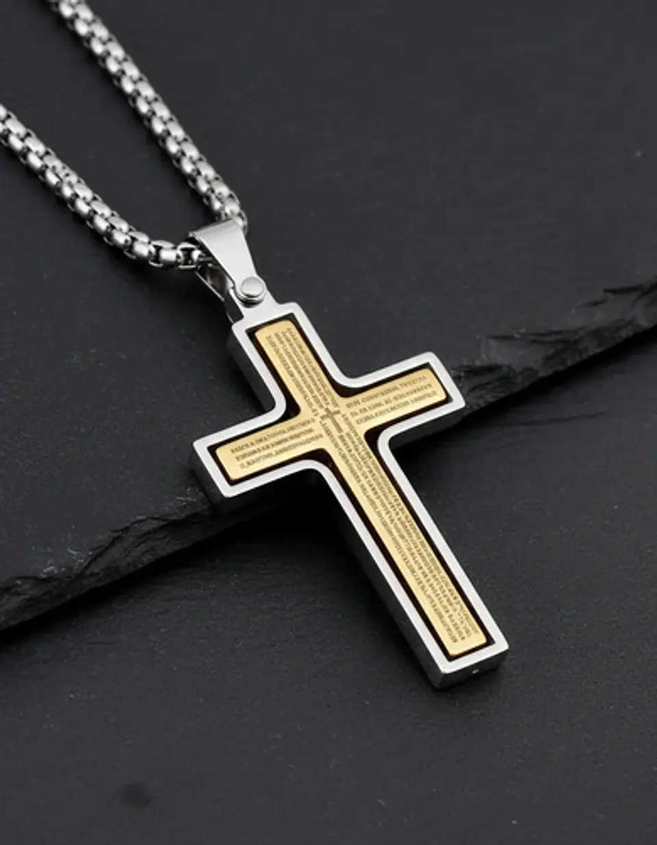 Collar Para Hombre Y Mujer Dije Cruz Giratoria Con Escritura 20