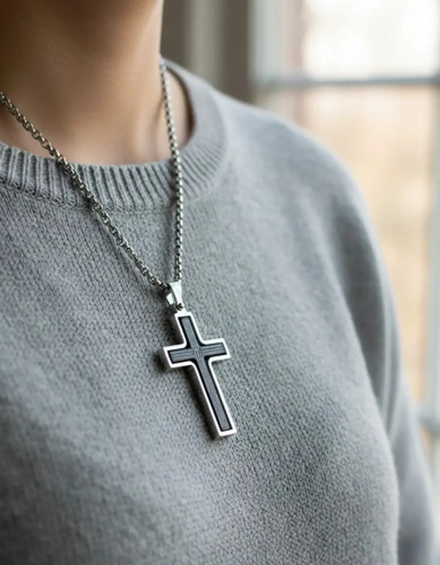 Collar Para Hombre Y Mujer Dije Cruz Giratoria Con Escritura 24