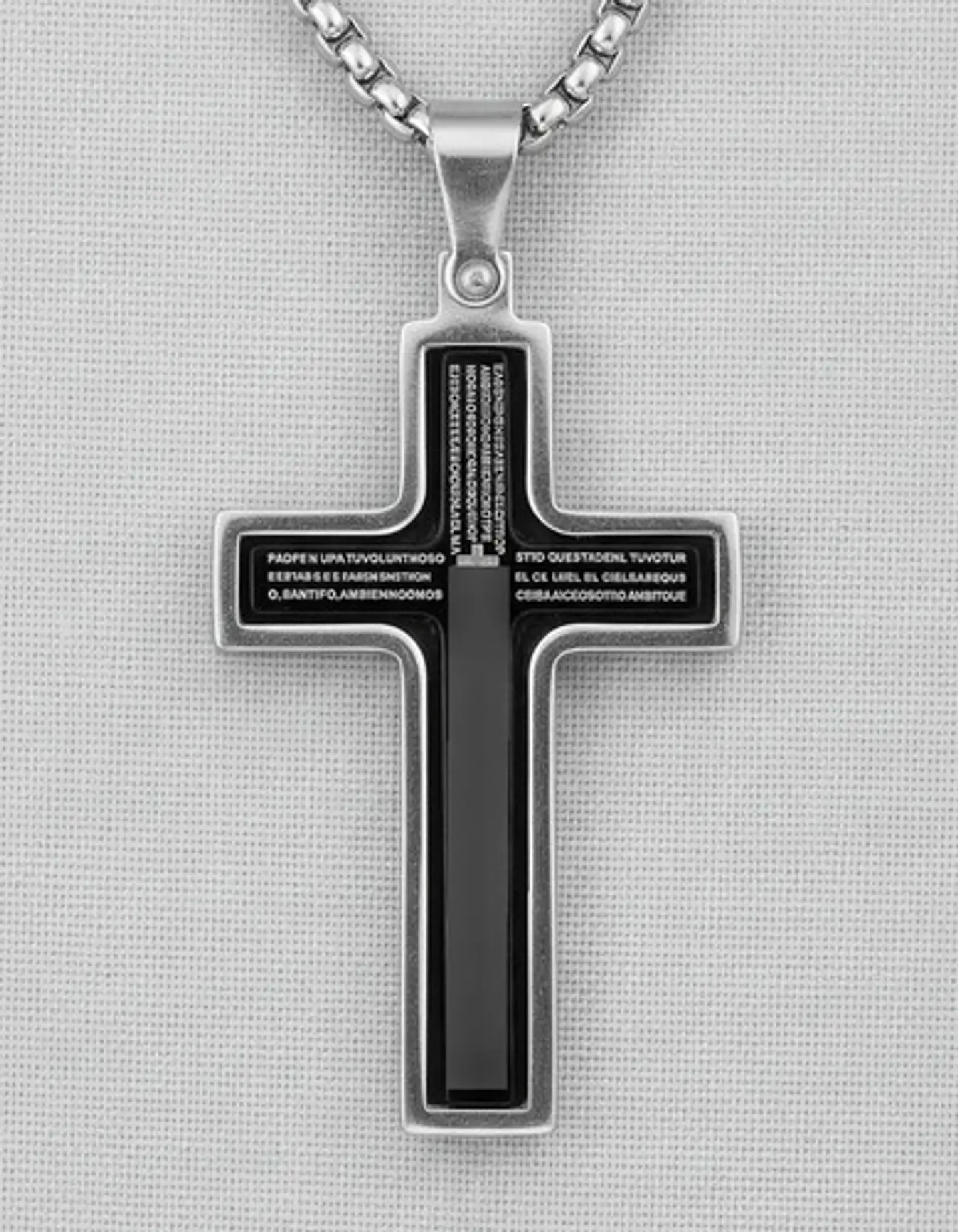 Collar Para Hombre Y Mujer Dije Cruz Giratoria Con Escritura 25