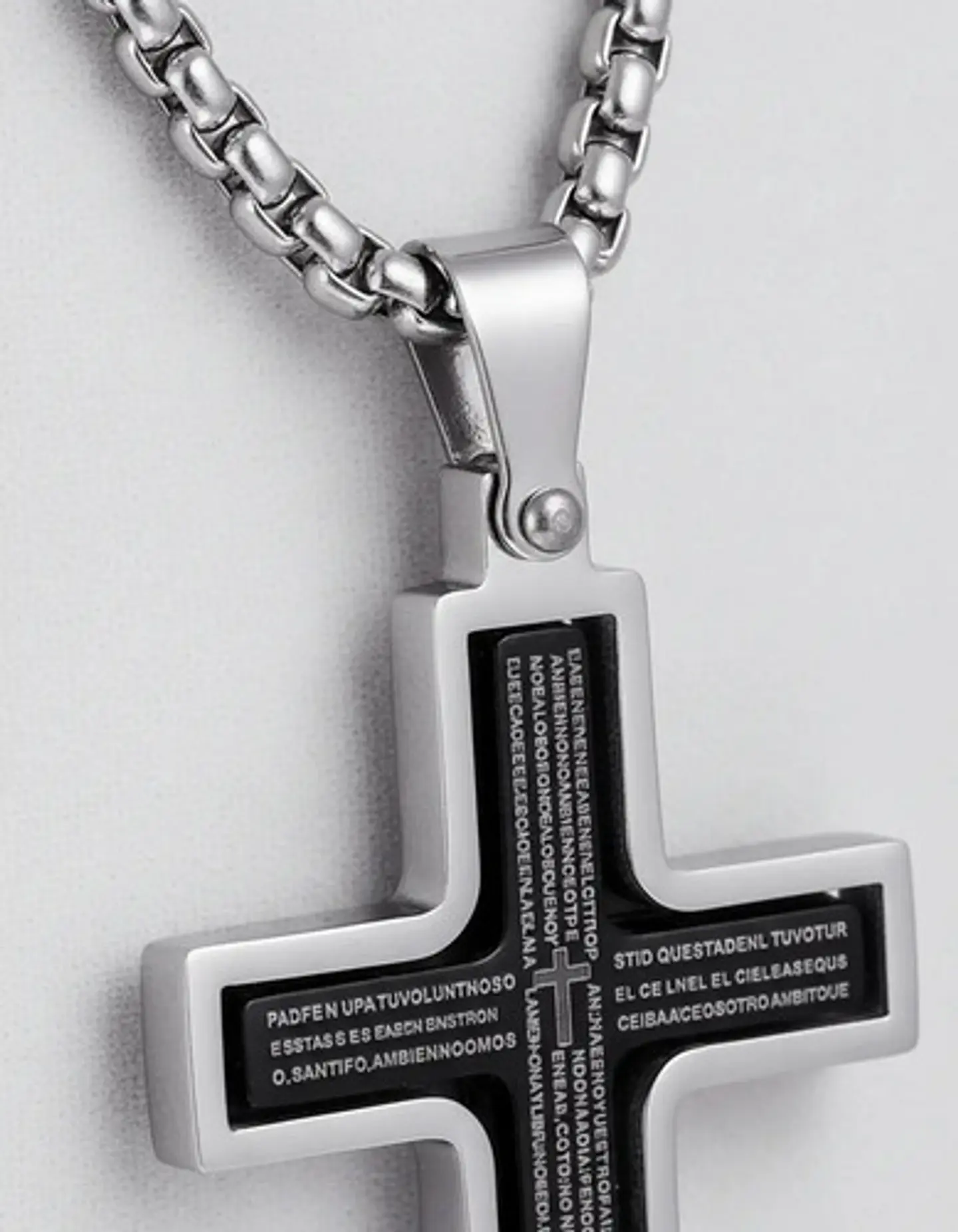 Collar Para Hombre Y Mujer Dije Cruz Giratoria Con Escritura 27