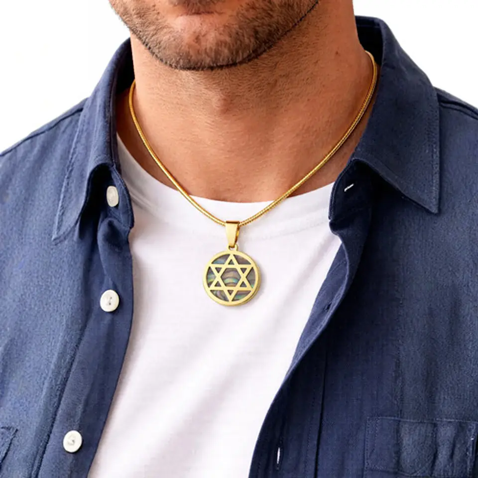 Collar Para Hombres Y Mujeres Dije Estrella Judía Hexagrama 3