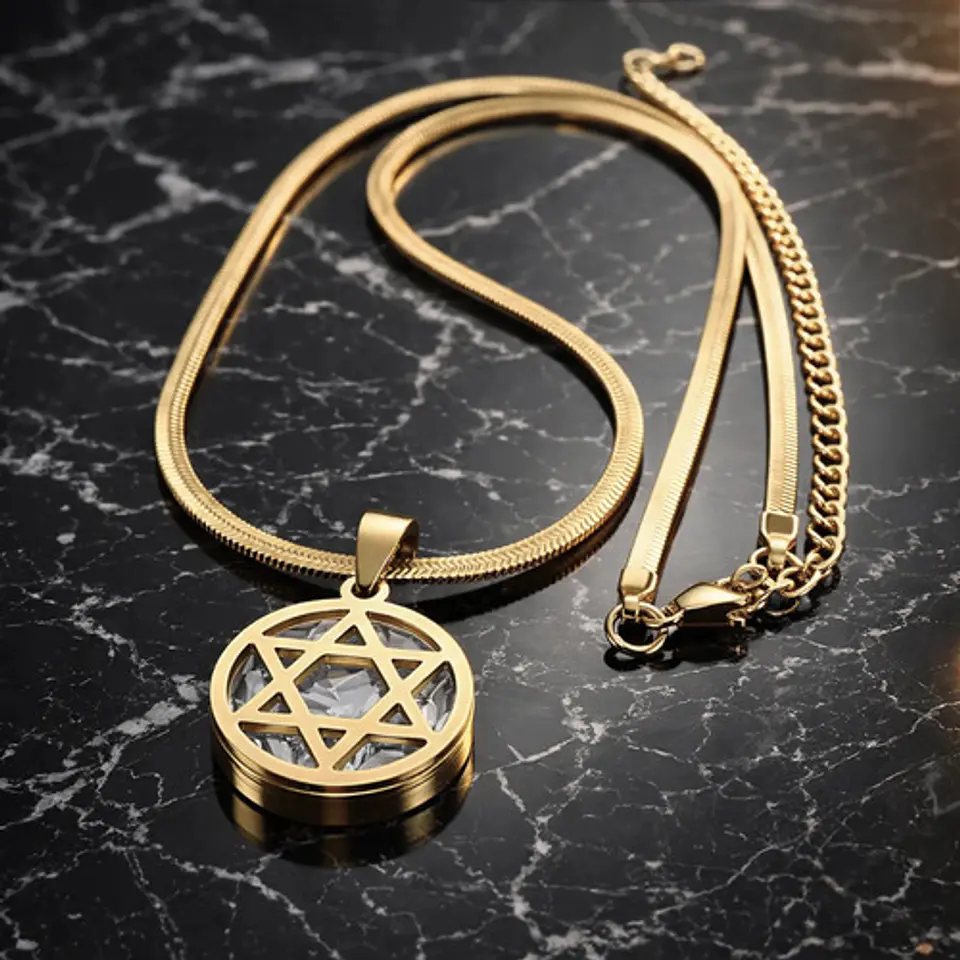 Collar Para Hombres Y Mujeres Dije Estrella Judía Hexagrama 5
