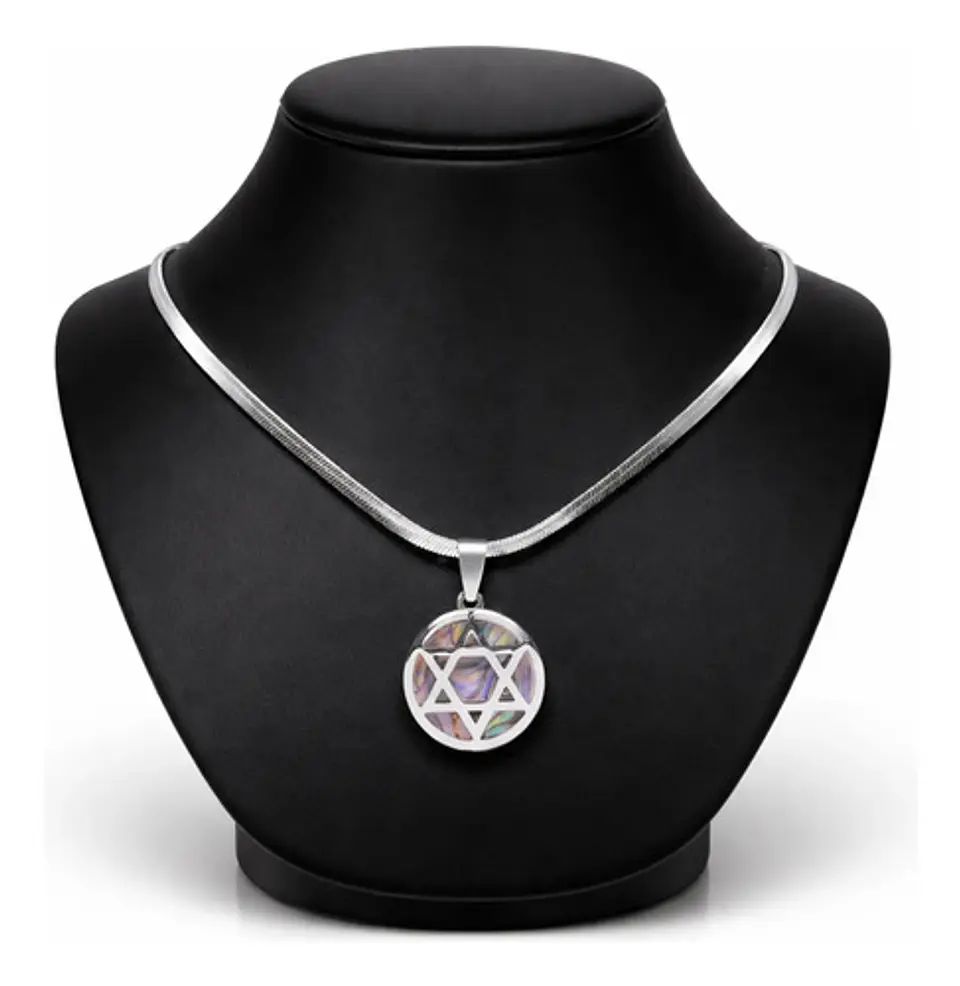 Collar Para Hombres Y Mujeres Dije Estrella Judía Hexagrama 9