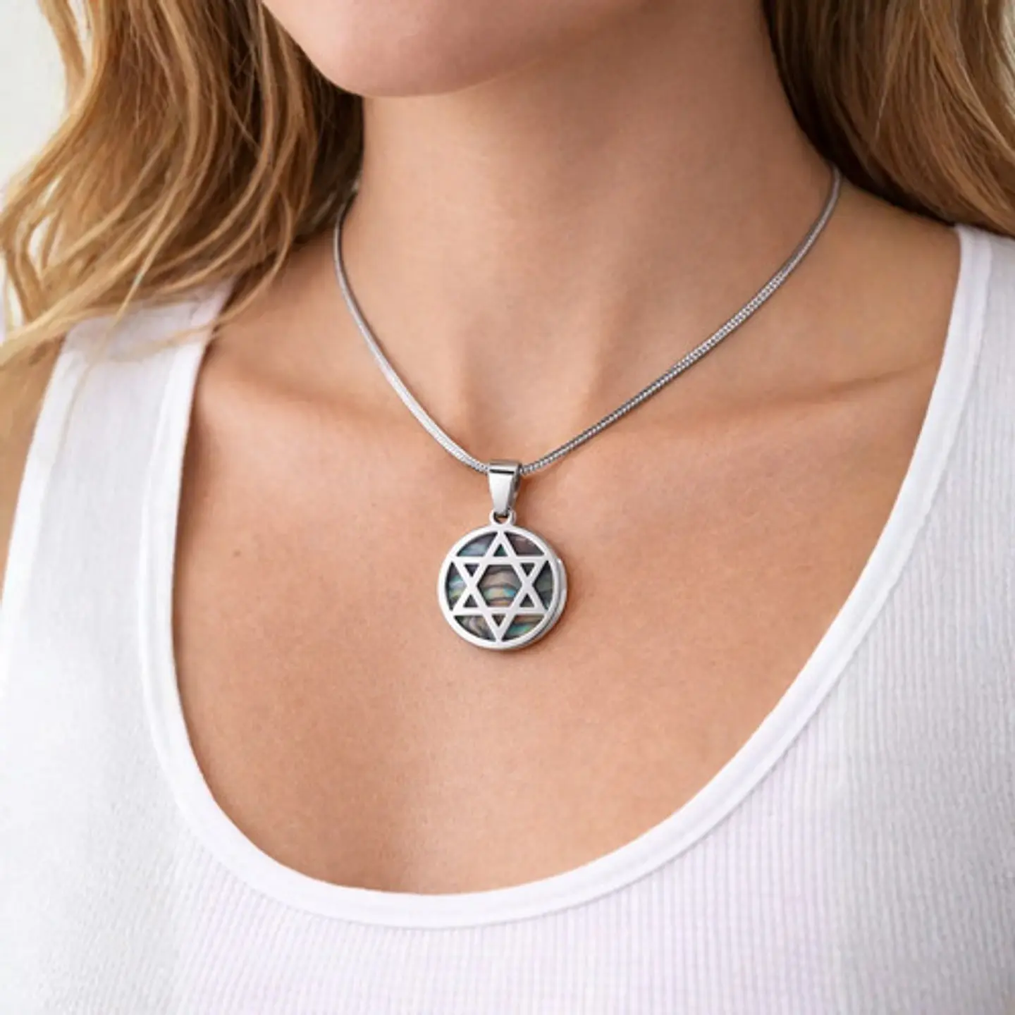 Collar Para Hombres Y Mujeres Dije Estrella Judía Hexagrama 10
