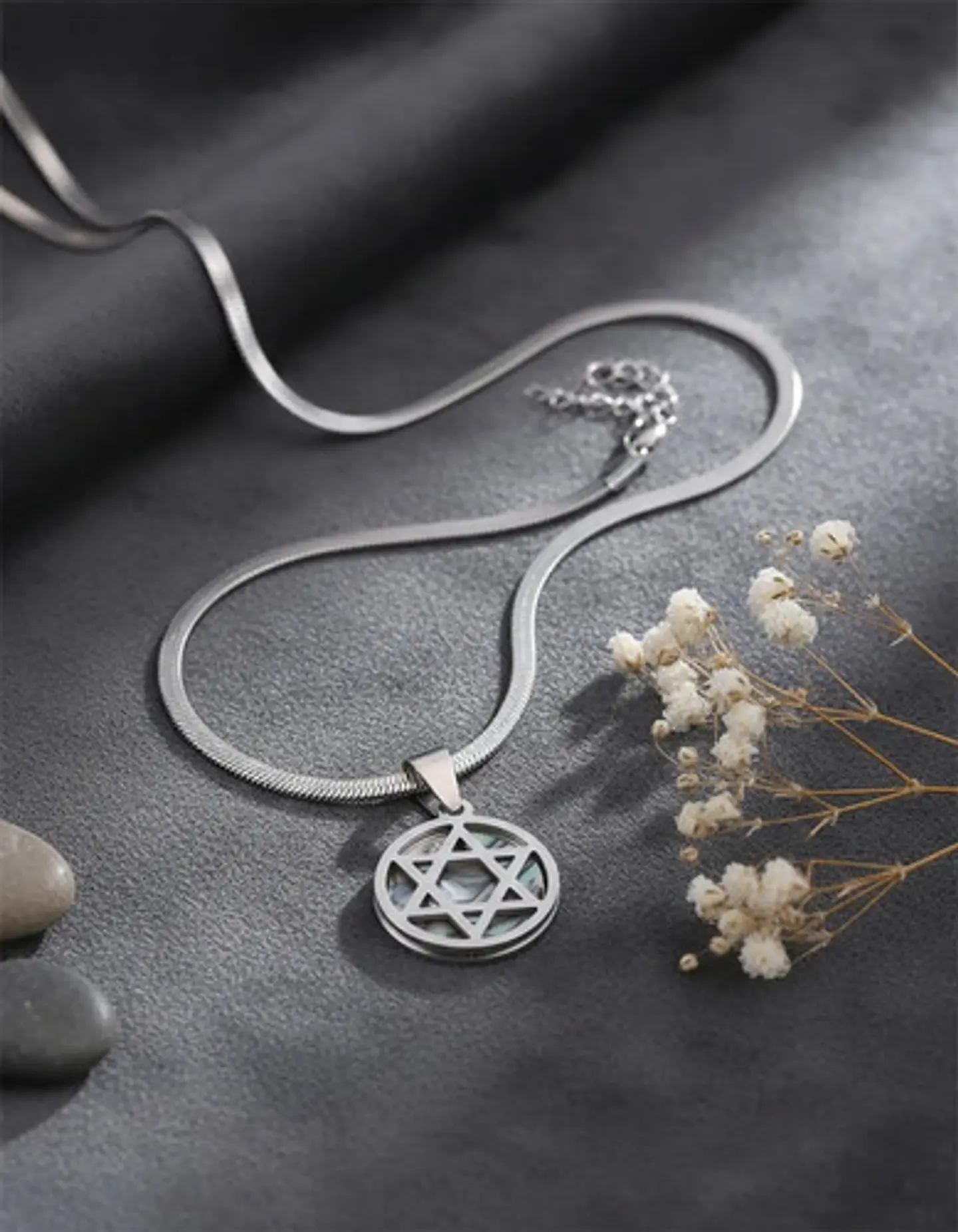 Collar Para Hombres Y Mujeres Dije Estrella Judía Hexagrama 11