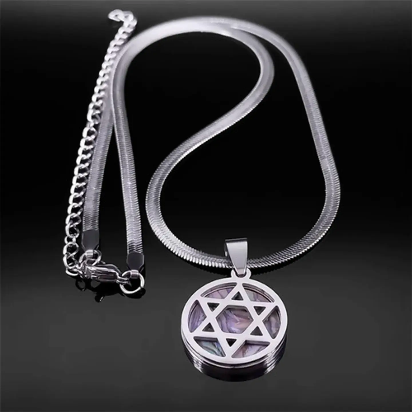 Collar Para Hombres Y Mujeres Dije Estrella Judía Hexagrama 14