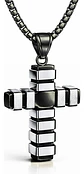 Collar Para Hombre Mujer Con Dije Doble Tono Cruz Geométrica - Miniatura 1