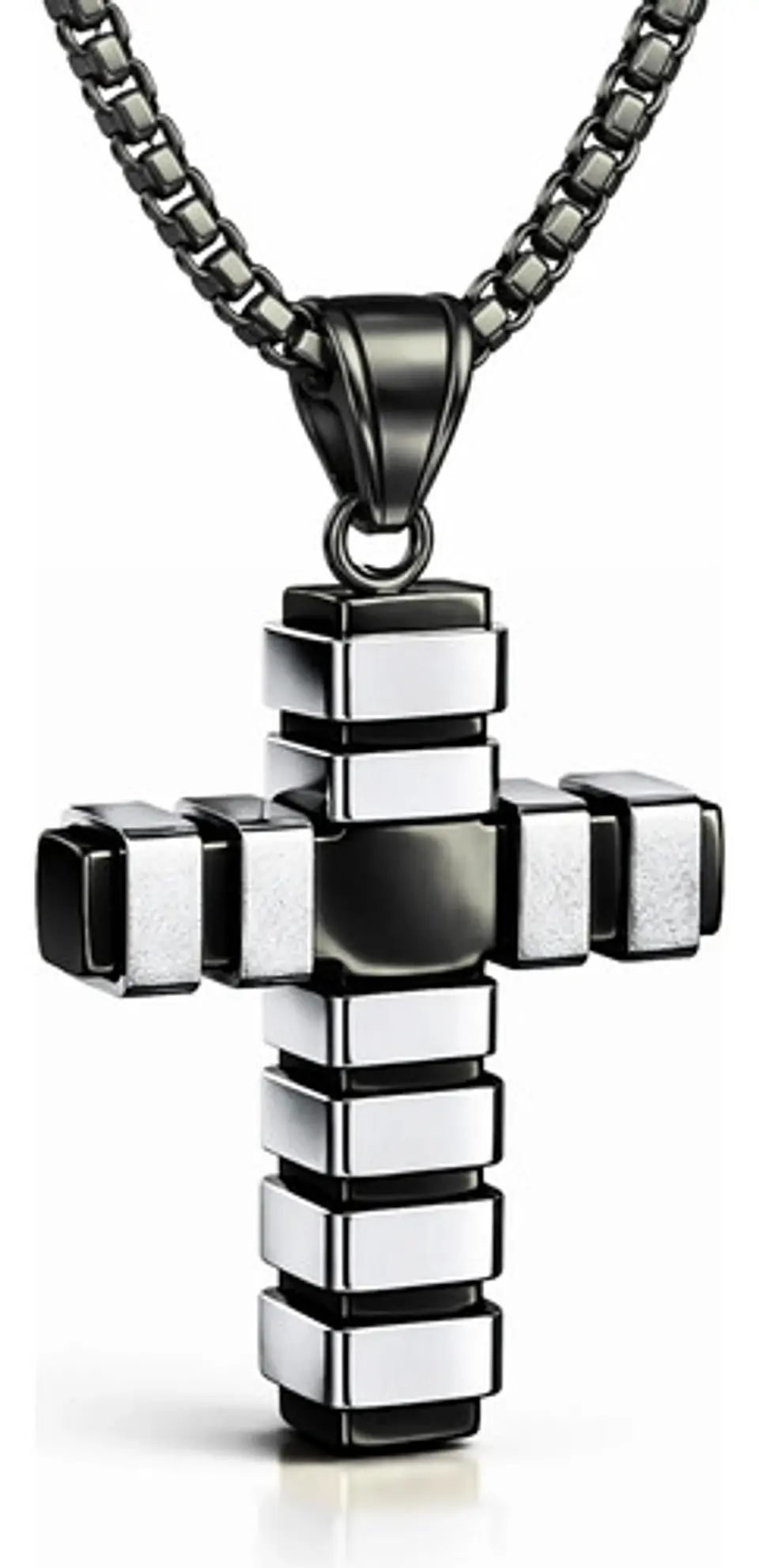 Collar Para Hombre Mujer Con Dije Doble Tono Cruz Geométrica 1