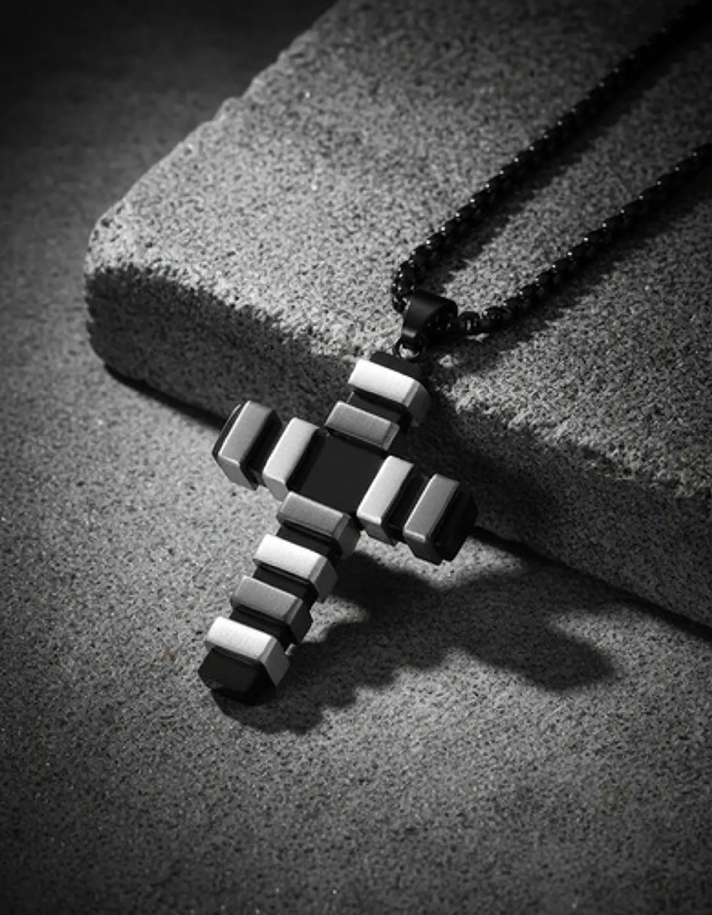 Collar Para Hombre Mujer Con Dije Doble Tono Cruz Geométrica 4