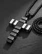 Collar Para Hombre Mujer Con Dije Doble Tono Cruz Geométrica - Miniatura 5