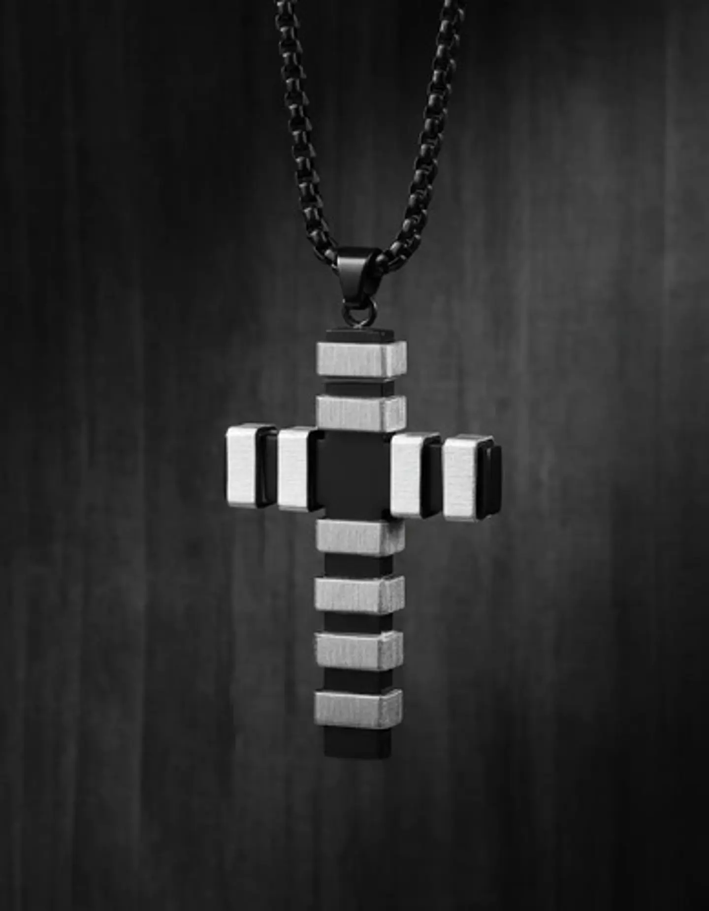Collar Para Hombre Mujer Con Dije Doble Tono Cruz Geométrica 8