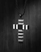 Collar Para Hombre Mujer Con Dije Doble Tono Cruz Geométrica - Miniatura 8