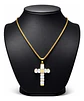 Collar Para Hombre Mujer Con Dije Doble Tono Cruz Geométrica - Miniatura 10