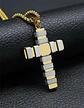 Collar Para Hombre Mujer Con Dije Doble Tono Cruz Geométrica - Miniatura 14