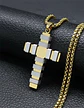 Collar Para Hombre Mujer Con Dije Doble Tono Cruz Geométrica - Miniatura 16
