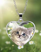 Collar Para Mujeres Dije Luna Cabujón Forma De Corazón Gato - Miniatura 3