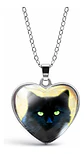 Collar Para Mujeres Dije Luna Cabujón Forma De Corazón Gato - Miniatura 7