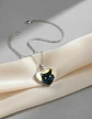 Collar Para Mujeres Dije Luna Cabujón Forma De Corazón Gato - Miniatura 12