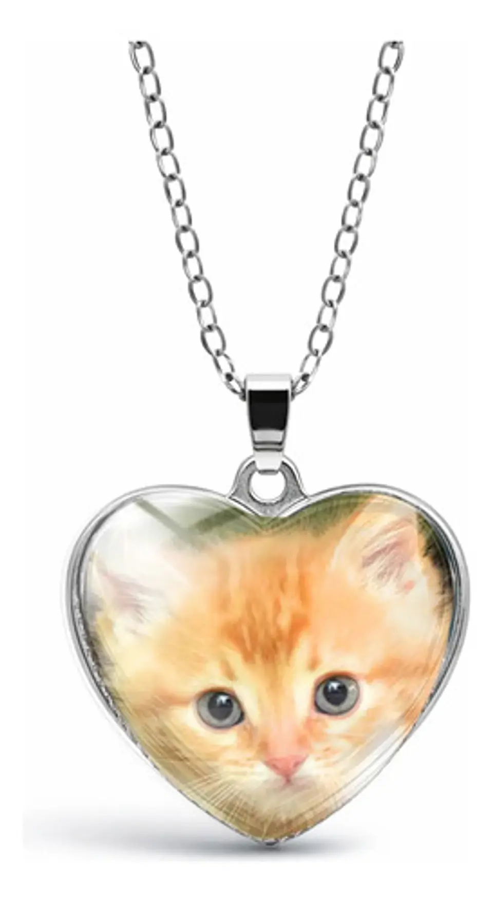Collar Para Mujeres Dije Luna Cabujón Forma De Corazón Gato 17
