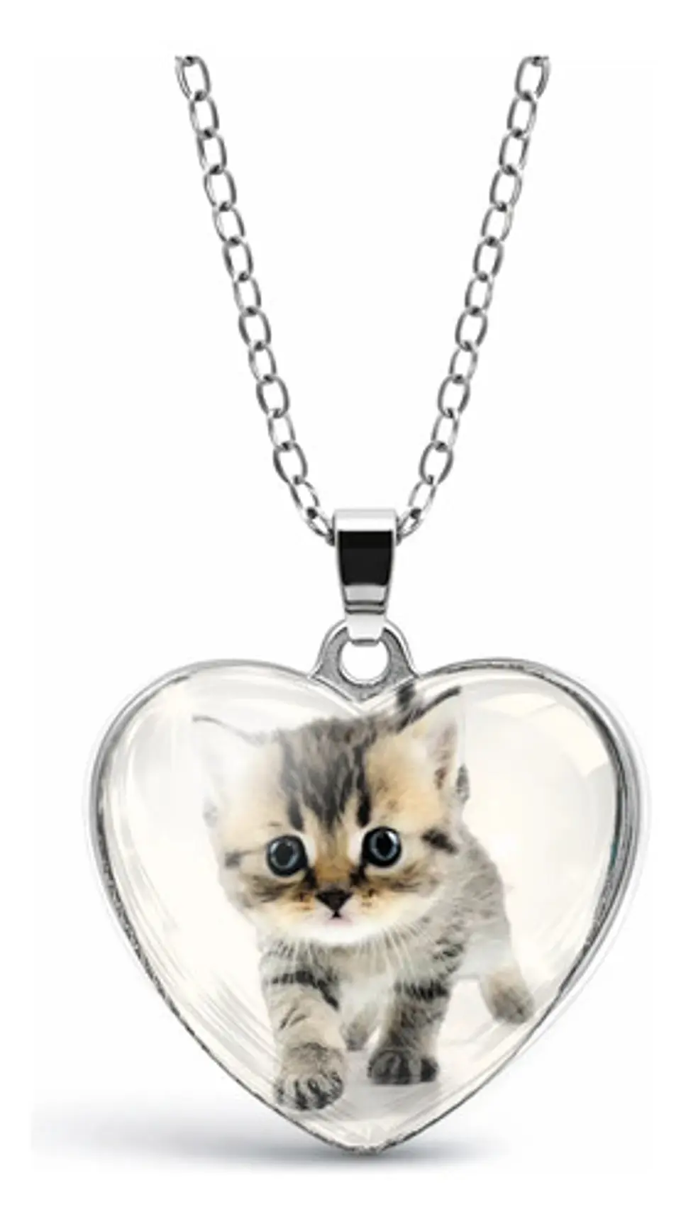 Collar Para Mujeres Dije Luna Cabujón Forma De Corazón Gato 25