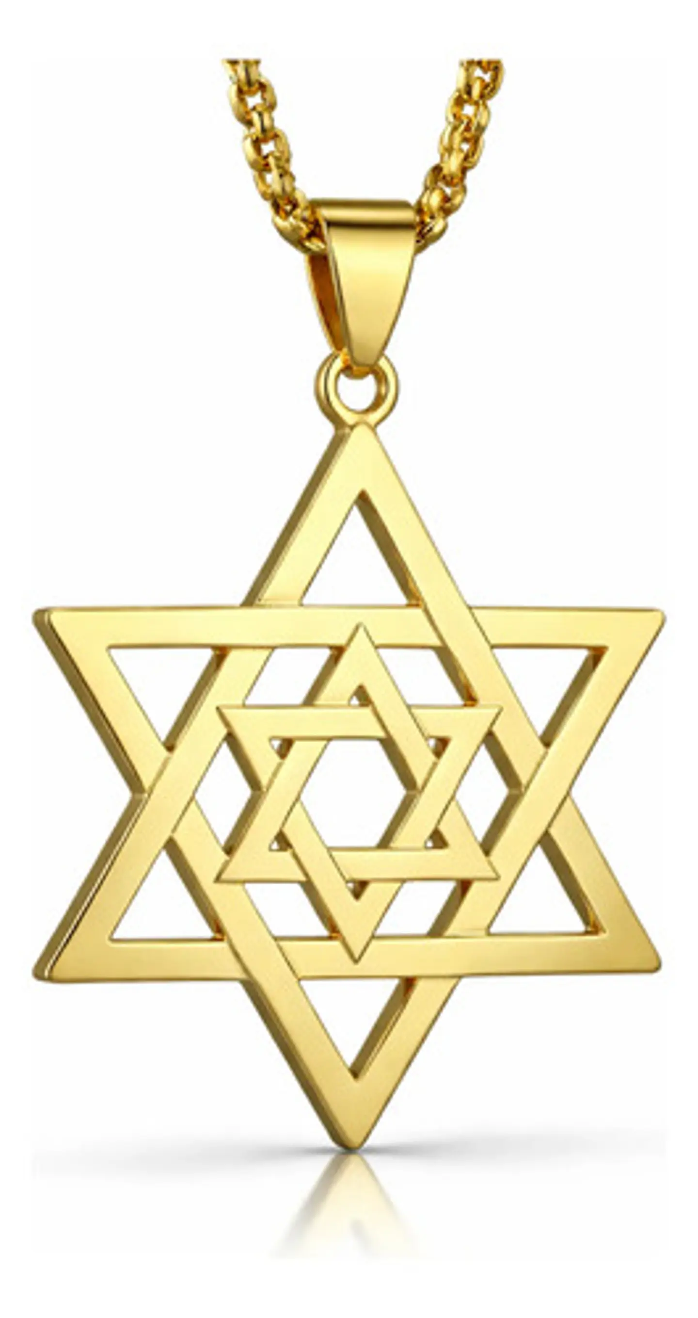 Collar Para Hombre Y Dije Estrella Hexagrama Judía Color Oro 1