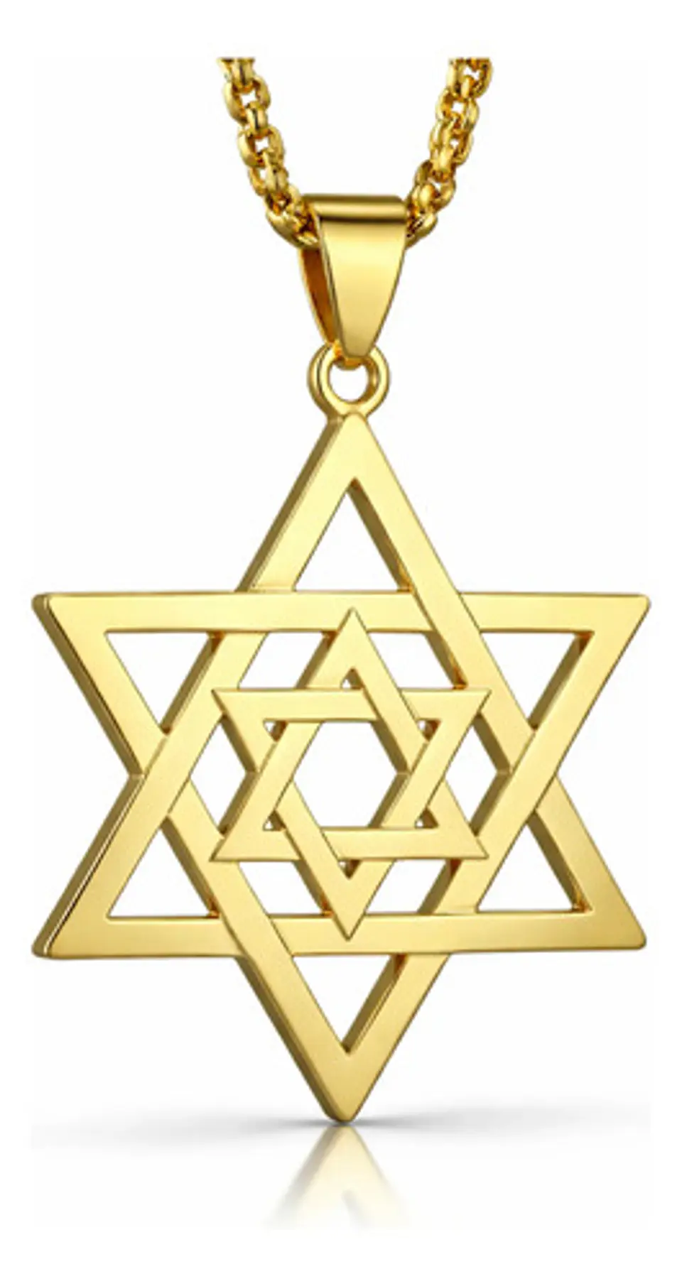 Collar Para Hombre Y Dije Estrella Hexagrama Judía Color Oro 1