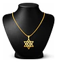 Collar Para Hombre Y Dije Estrella Hexagrama Judía Color Oro - Miniatura 2