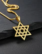 Collar Para Hombre Y Dije Estrella Hexagrama Judía Color Oro - Miniatura 6