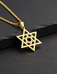 Collar Para Hombre Y Dije Estrella Hexagrama Judía Color Oro - Miniatura 7