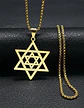 Collar Para Hombre Y Dije Estrella Hexagrama Judía Color Oro - Miniatura 8