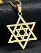 Collar Para Hombre Y Dije Estrella Hexagrama Judía Color Oro - Miniatura 9