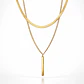 Collar Doble Capa De Acero Para Mujer Dije Minimalista Barra - Miniatura 1