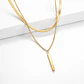 Collar Doble Capa De Acero Para Mujer Dije Minimalista Barra - Miniatura 2
