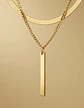 Collar Doble Capa De Acero Para Mujer Dije Minimalista Barra - Miniatura 4