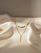 Collar Doble Capa De Acero Para Mujer Dije Minimalista Barra - Miniatura 5